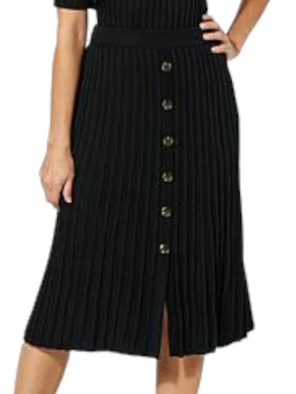 NWOT Nina Leonard Sz MP Ribbed Sweater Knit Top & Pleated Elastic Skirt 2pc Set - Picture 4 of 15